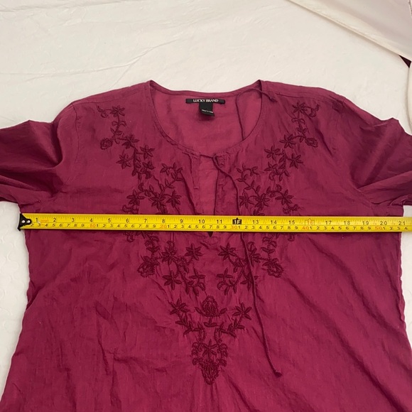 Lucky Brand raspberry keyhole cotton boho tunic L - Picture 8 of 12